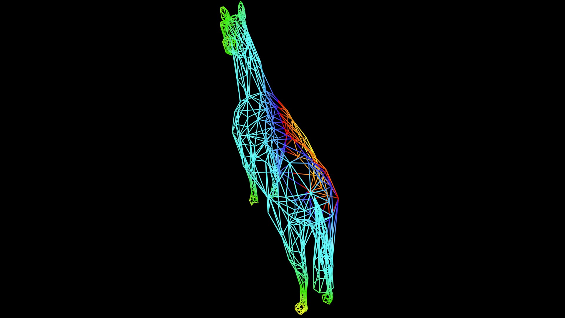 3d Darstellung eines künstlerischen Objekts, das mit bunten Seillinien auf Schwarz hergestellt wird